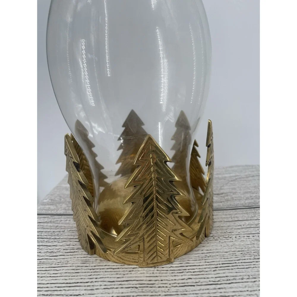 AMBROSIA HOLIDAY FORREST HURRICANE CHRISTMAS CANDLE BRASS‎ LAMP 12